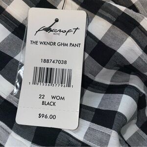 NWT Foxcroft Black and White weekender gingham Ankle Pants 22W